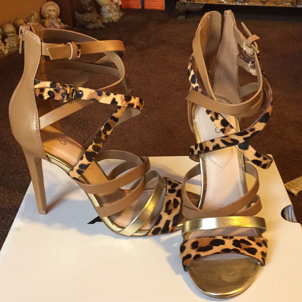 Gold and leopard heels.